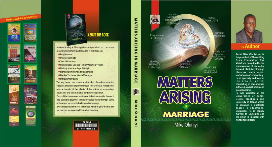 The books : Couples Companion and Matters Arising in Marriage -by: Rev’d Mike Oluniyi PhD. Now Available for Sale